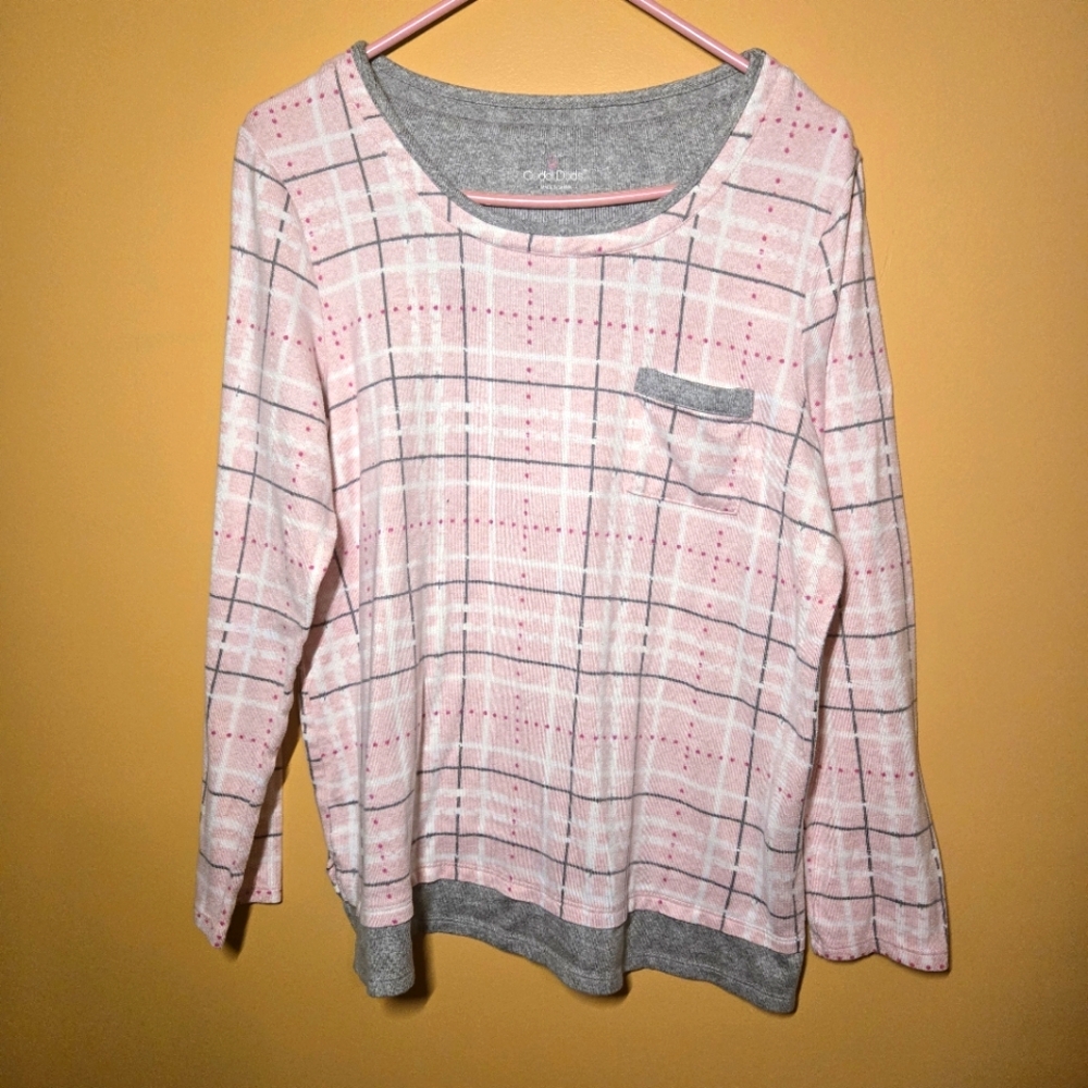 Cuddl Duds Plaid Sleep Shirt PTP=19.25"